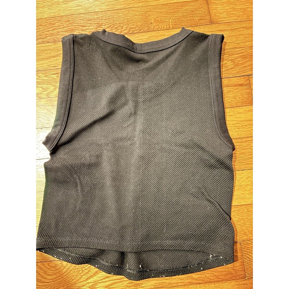 Free People Size M/L Free Throw Textured Crop Muscle Tank Top Black - Picture 4 of 4